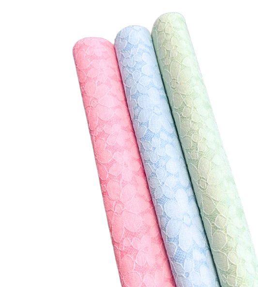 Pastel Floral glitter lace fabric