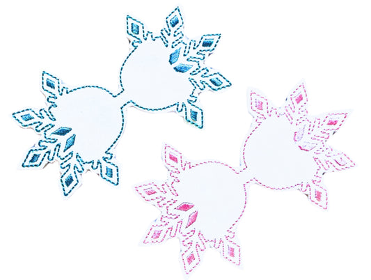 Frozen Snowflake embroidered Leatherette bow tails/ Toppers