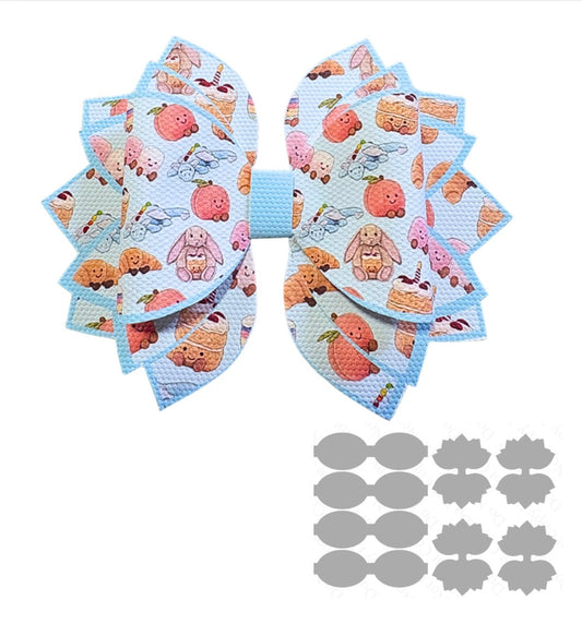 4 x printed in house Leatherette cut around bow loops and Fan Tails 3.5” Plushy jelly bears