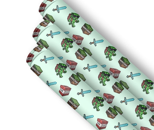 Building blocks  in house printed leatherette fabric A4