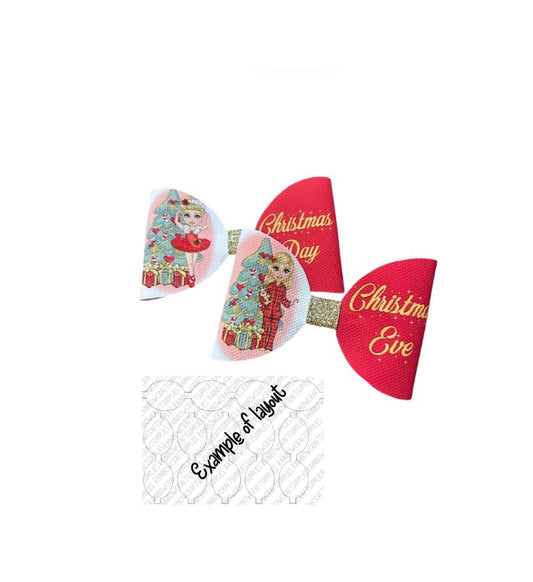 8 x Christmas Eve/Day Girl Leatherette hair bow loops 3.5”