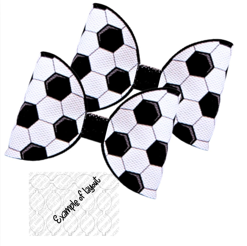 7 x Football printed canvas bow loops 3.5”