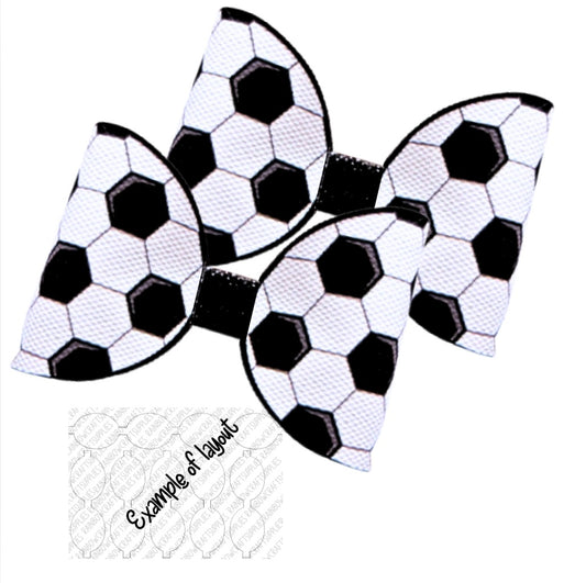 7 x Football printed canvas bow loops 3.5”