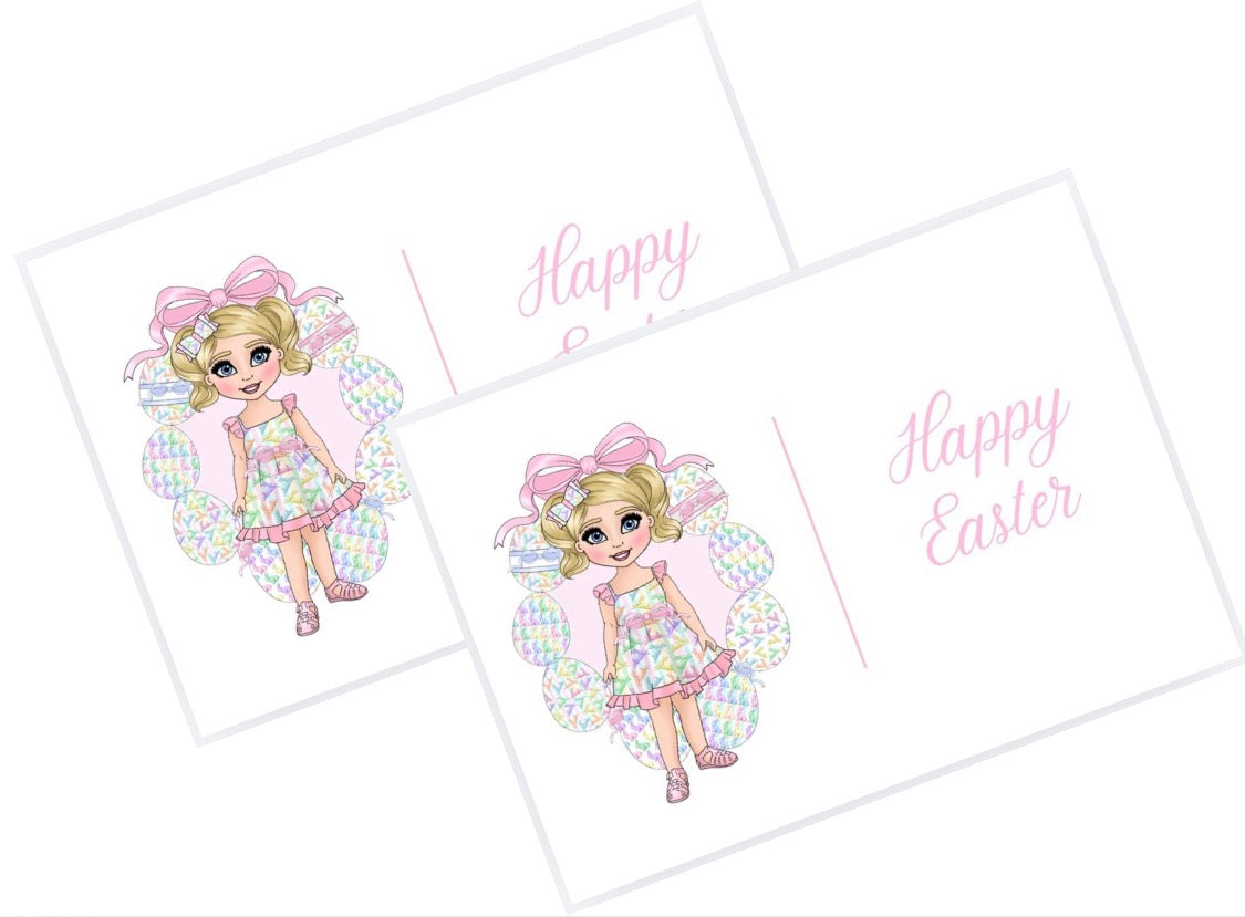 10 x In house printed bow display cards Hopping Bunny Girl