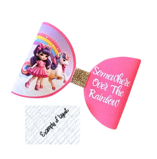 7 x Rainbow Girl pre printed canvas  bow loops x 7