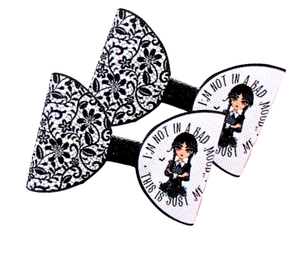 7 x Wednesday dolly themed canvas bow loops 3.5”