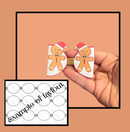 3D Gingerbread man christmas themed printed canvas bow loops x 7