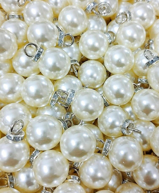 Silver colour pearl bling Bauble charms