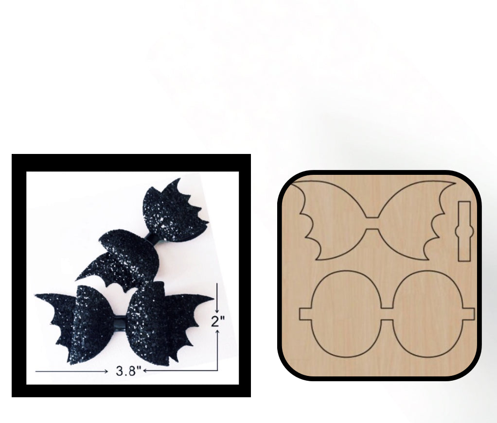 Bat bow plastic Hair bow stencil 3”