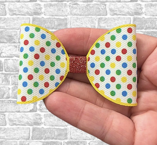 Pudsey inspired Dotty theme pre printed canvas bow loops