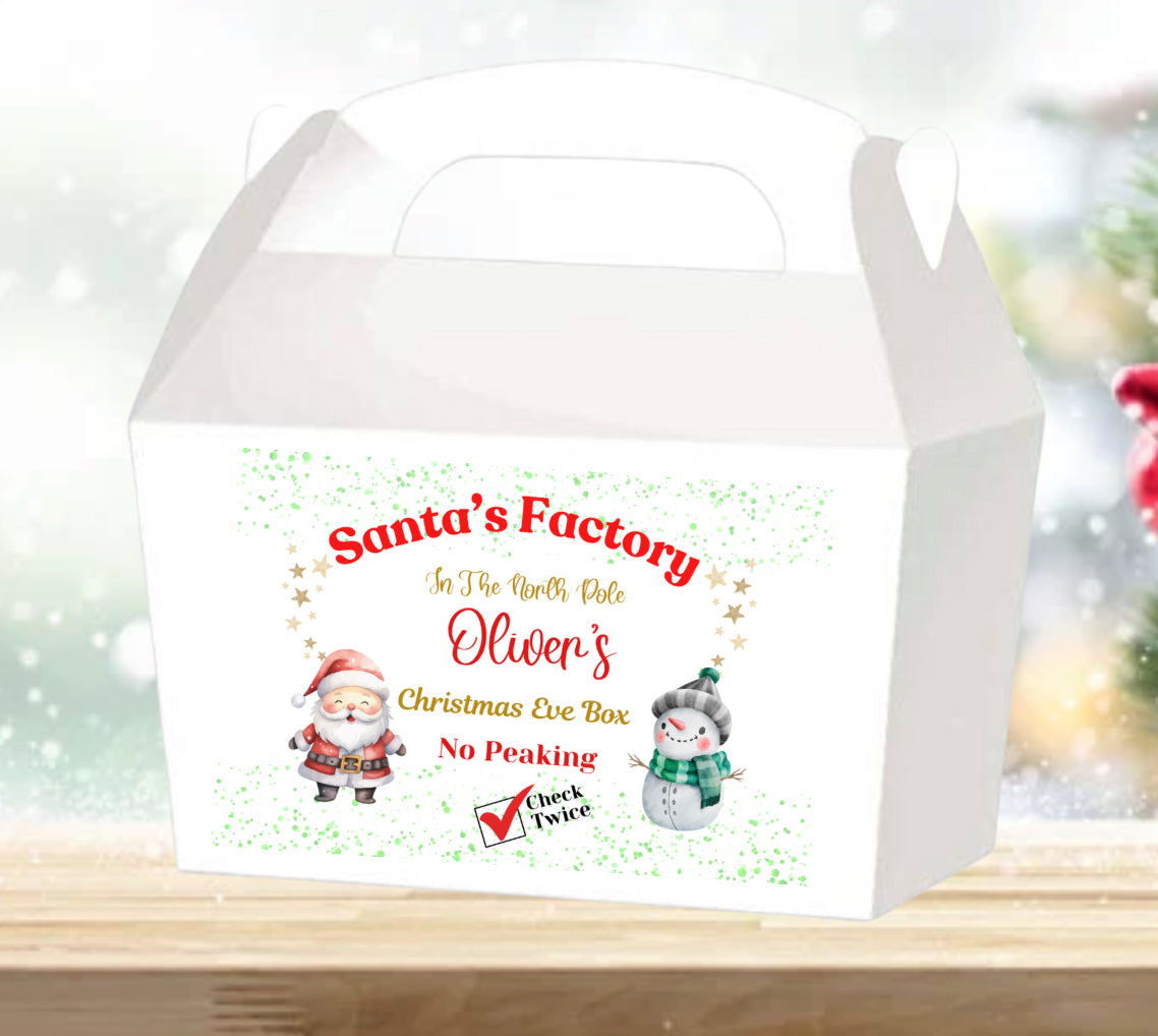 Personalised Christmas Eve box sticker 6x4 ins  (A6)
