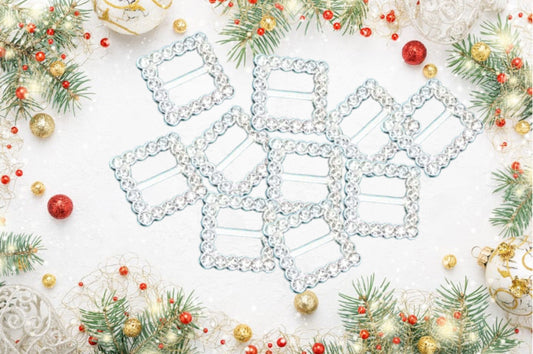 Diamanté slider square buckle. 5 pack