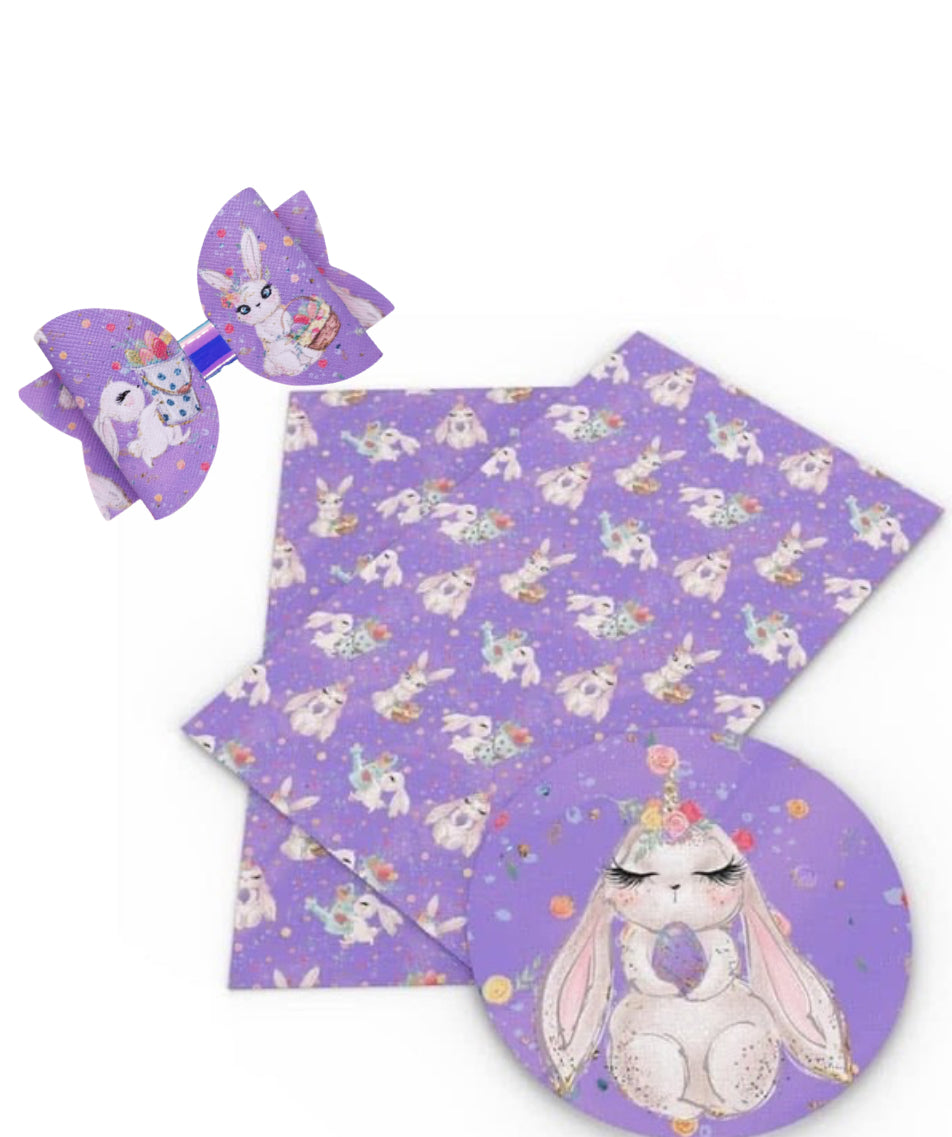 Vintage Bunny Easter leatherette fabric A4