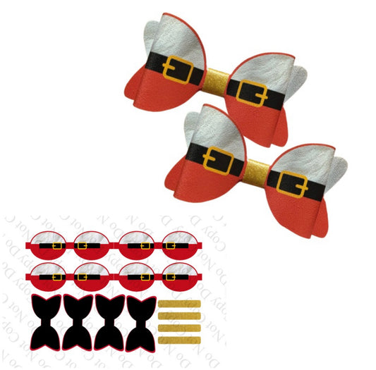 4 x Santa’s Belt leatherette hair bow loops 3.5” “Complete with tails and centre strips”
