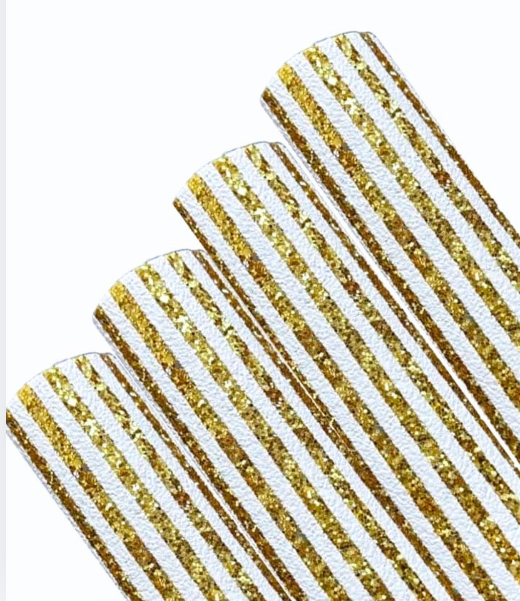 Gold Striped  stripe chunky glitter fabric A4