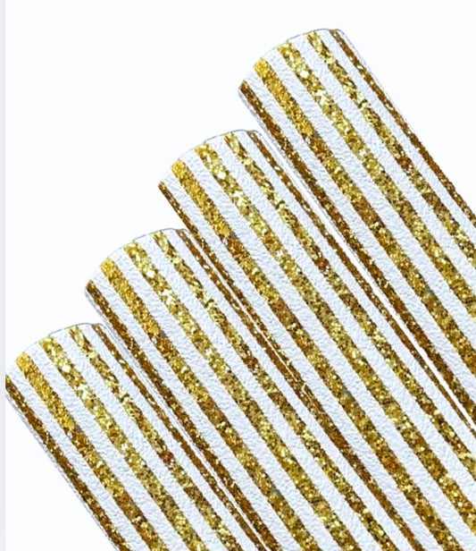 Gold Striped  stripe chunky glitter fabric A4