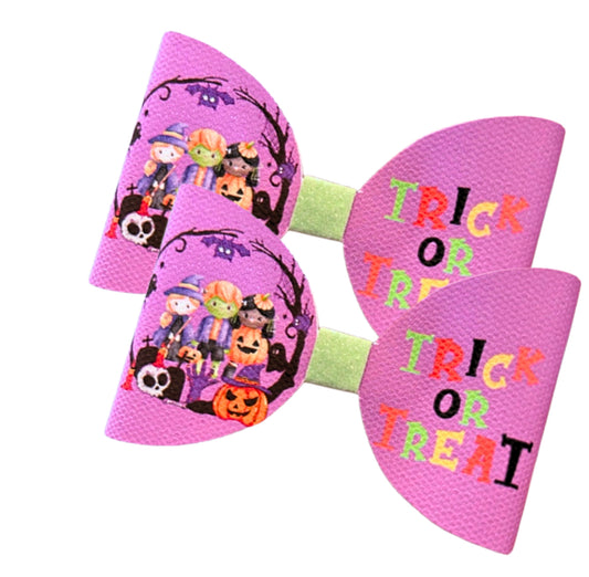 Trick or Treat Halloween pre printed canvas bow loops x 7