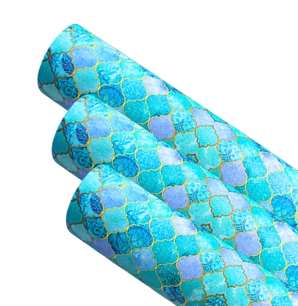 In house leatherette fabric A4 mosaic mermaid