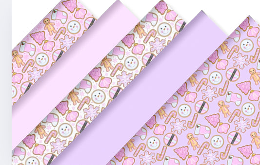 Christmas pastel santa Fun themed canvas fabric 5 Piece set A4