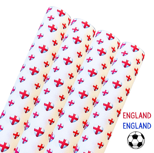 England heart Football flags patterned printed canvas fabric A4