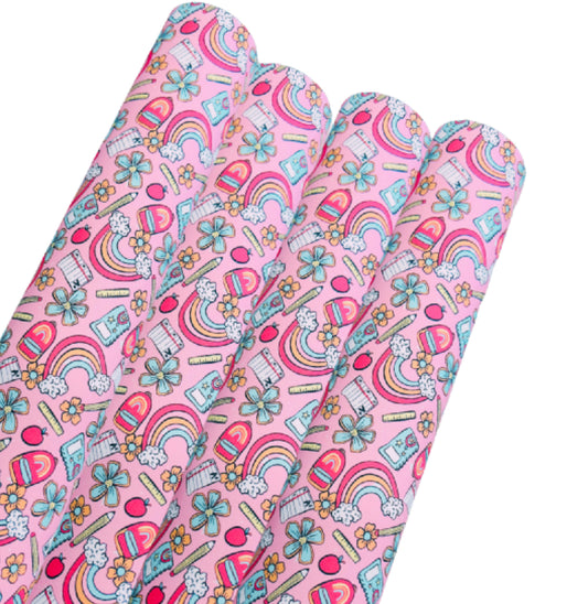 Groovy school printed canvas fabric A4