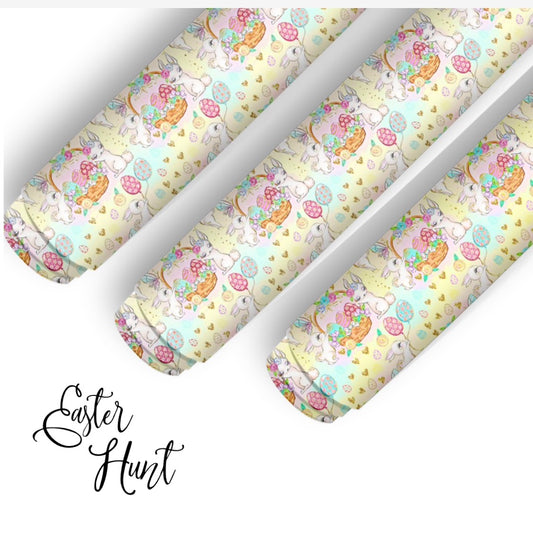 In house printed leatherette Fabric A4 Easter Hunt