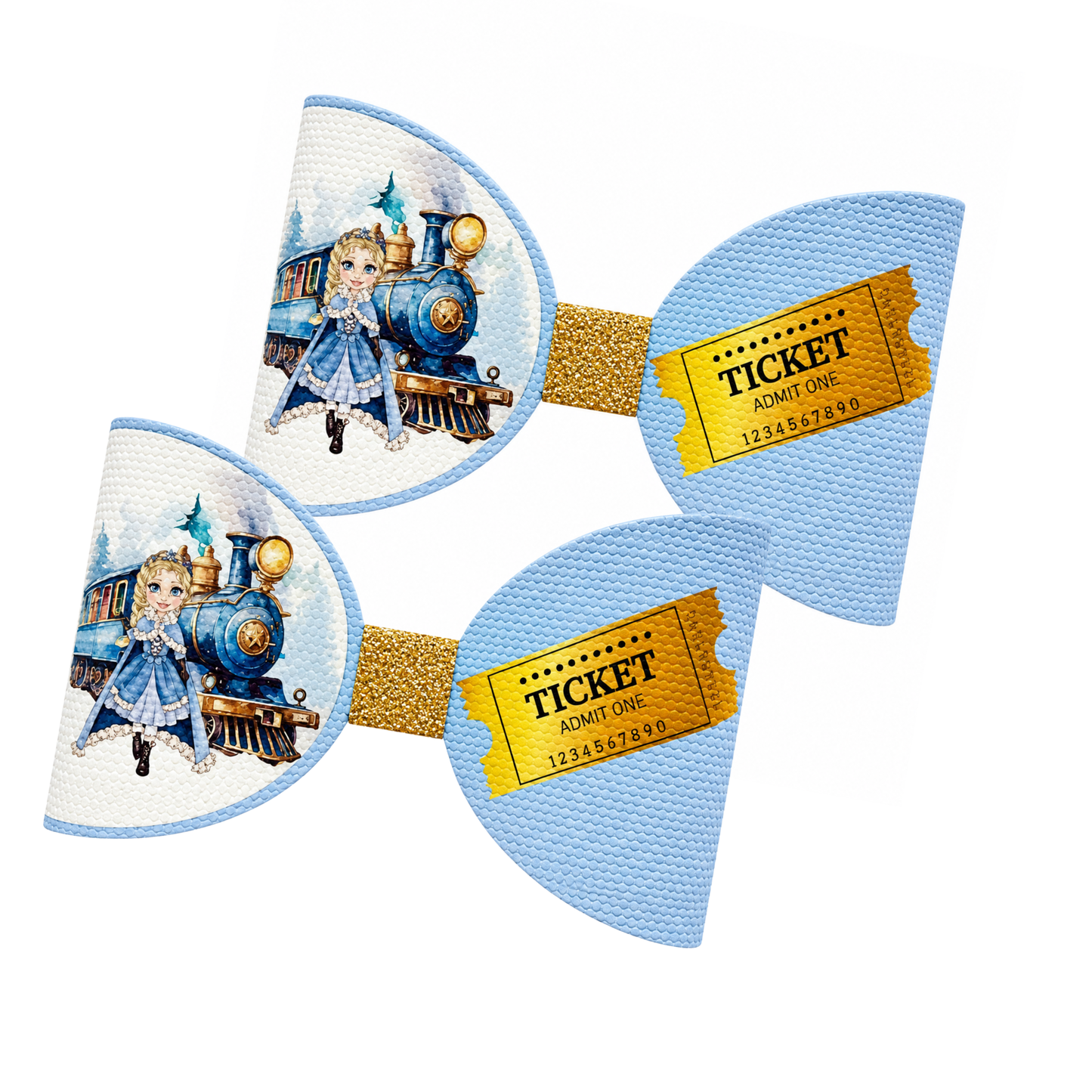 7 Express Train canvas cut around hair bow loops 3.5”