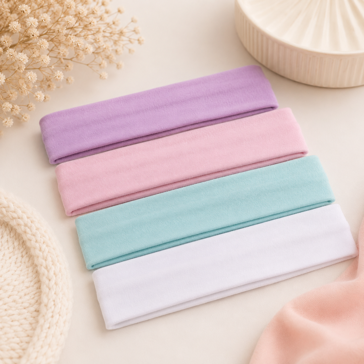 Super soft wide plain nylon strip headbands one size