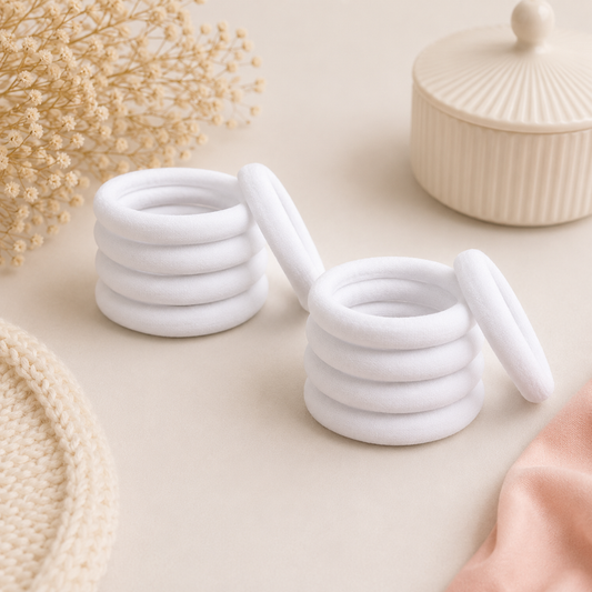 10 White nylon stretch hair bobbles