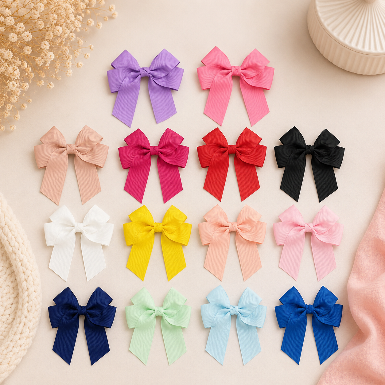 4” Grosgrain Hair bows with clips (perfect to heat transfer on tails)