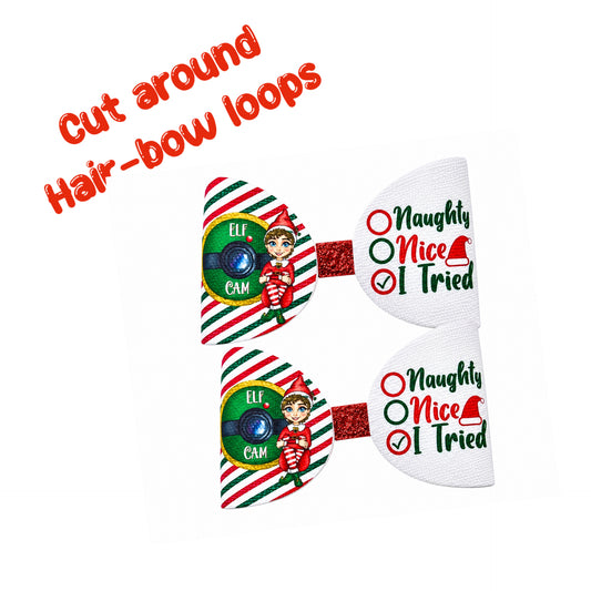 7 x Santa Cam leatherette hair bow loops 3.5”