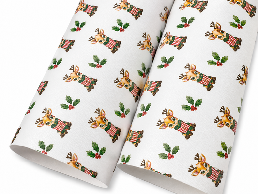 Christmas Vixen Reindeer  leatherette fabric A4