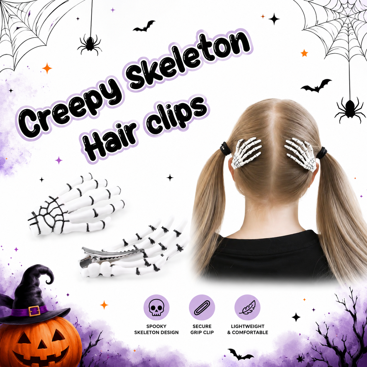 Skeleton hair Clips