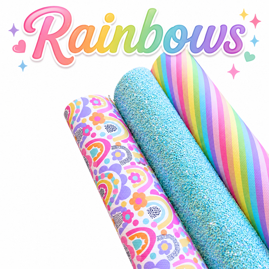 3 piece Rainbow themed fabric set A4