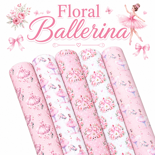 5 x Pastel Floral Ballerina canvas  fabric A4