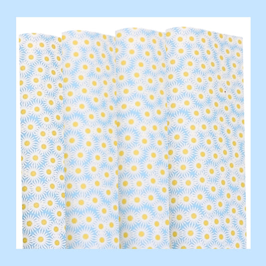 Daisy themed smooth leatherette fabric A4