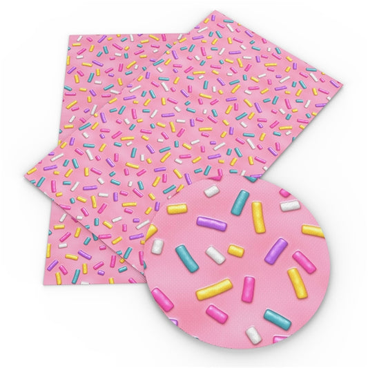 Pink Sprinkles smooth printed leatherette fabric