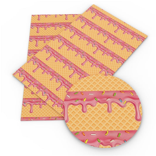 Ice cream & Sprinkles smooth printed leatherette fabric