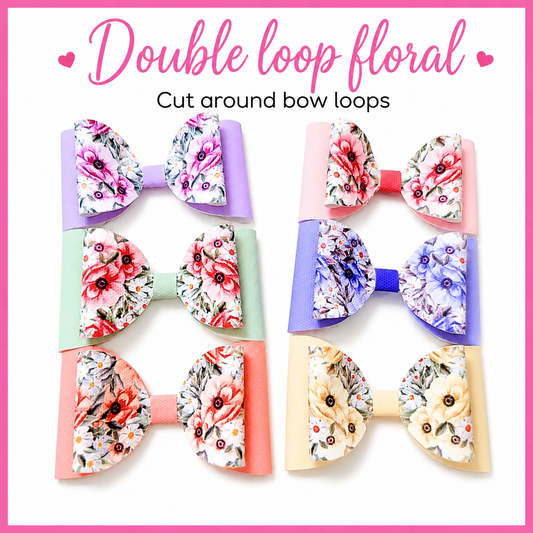 Double loop floral pre printed canvas hair bow making sheet a4