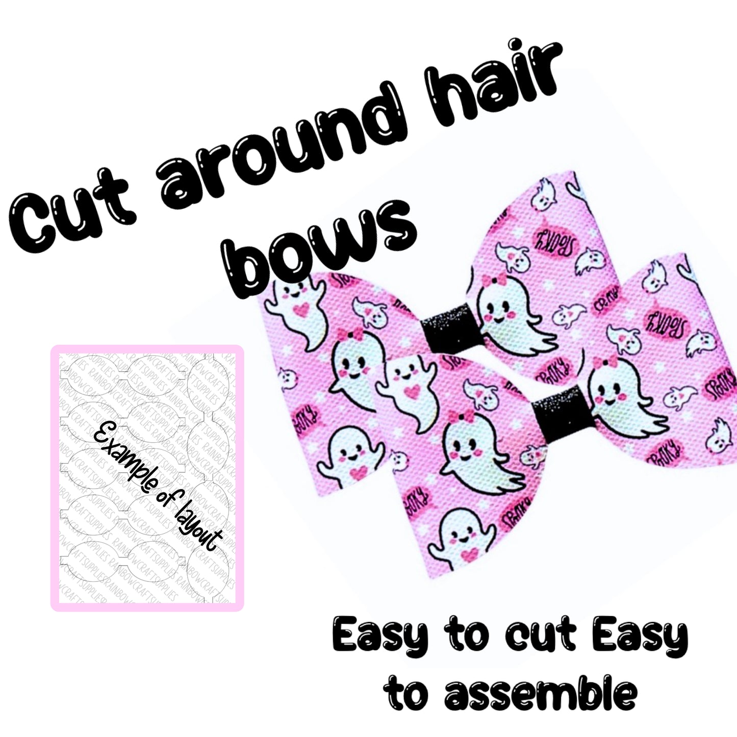 7 x Spooky ghost cut around bow loops 3.5”