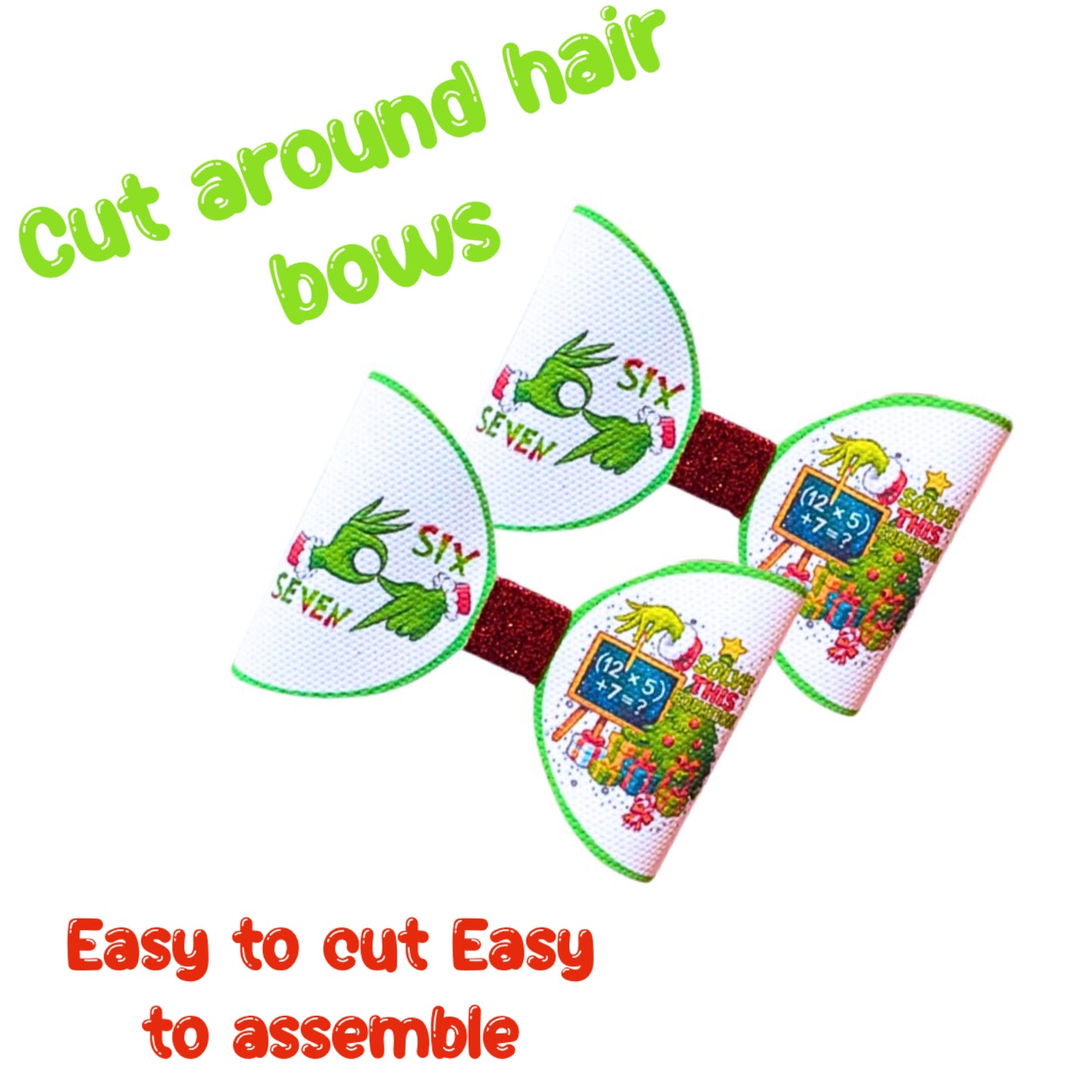 7 x Grouchy Meme 67 Cut around hair bow loops 3.5”