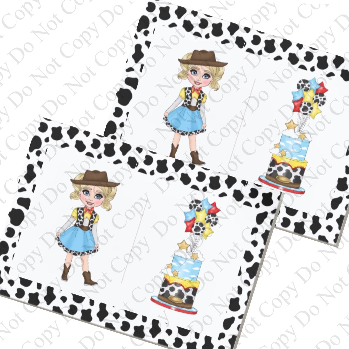 Toyland Cowgirl Printed Bow Display Cards A6 x 10