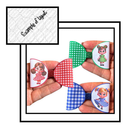 Cute primary school girls gingham bow loops choose from  blue, green & red