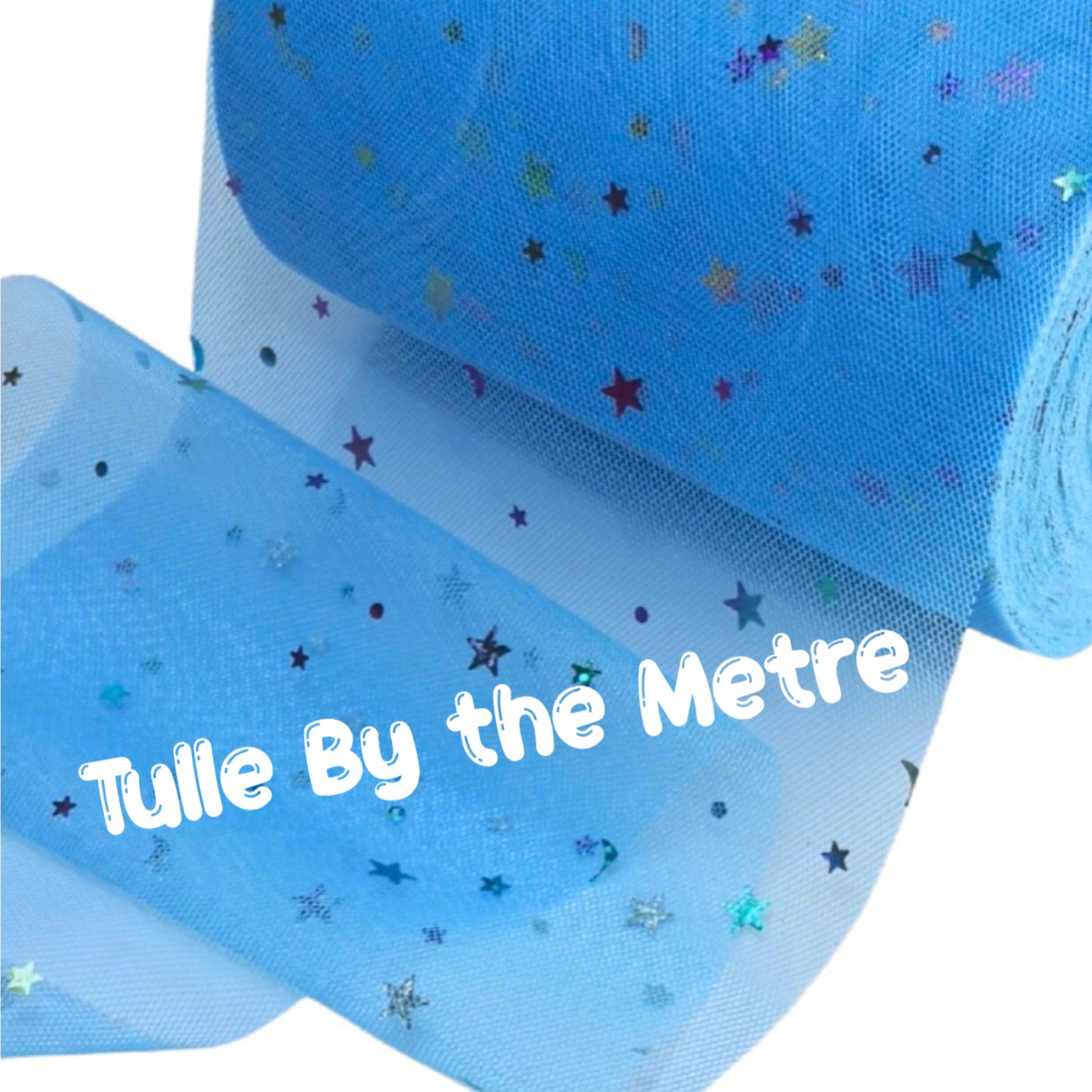 Rainbow Stars soft glitter Tulle  6”x 1m