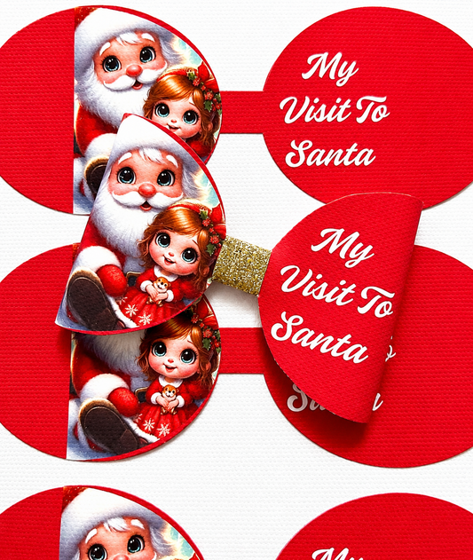 7 My Visit to Santa Cut around hair bow loops 3.5”