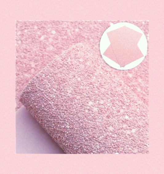 Pastel Baby pink matte chunky  glitter fabric A4