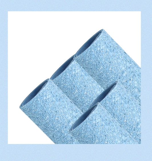 Blue matte chunky  glitter fabric A4