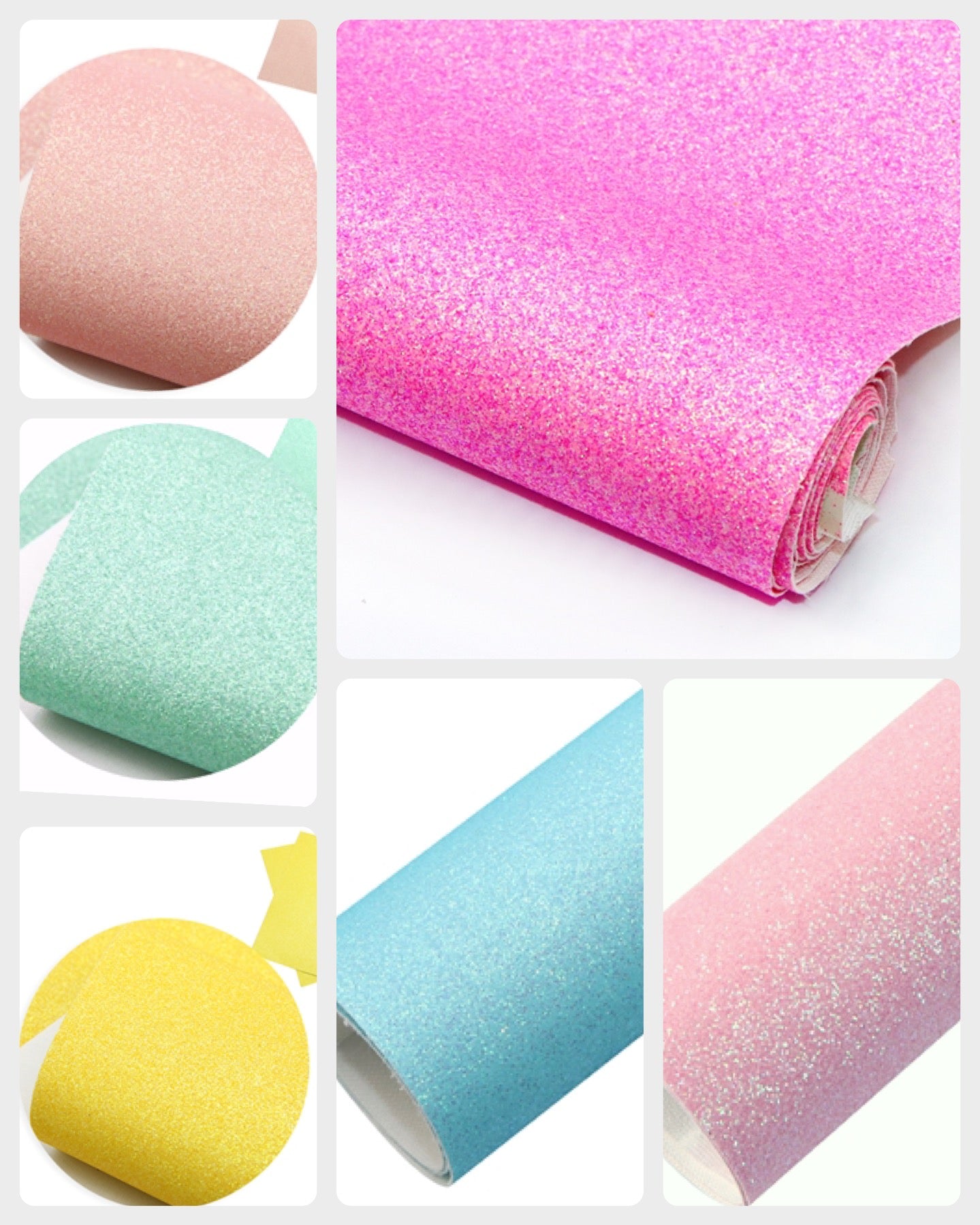 Summer pastels fine glitter fabric A4