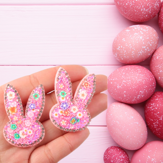 Sequin glitter and polymer Bunny head  embellishments