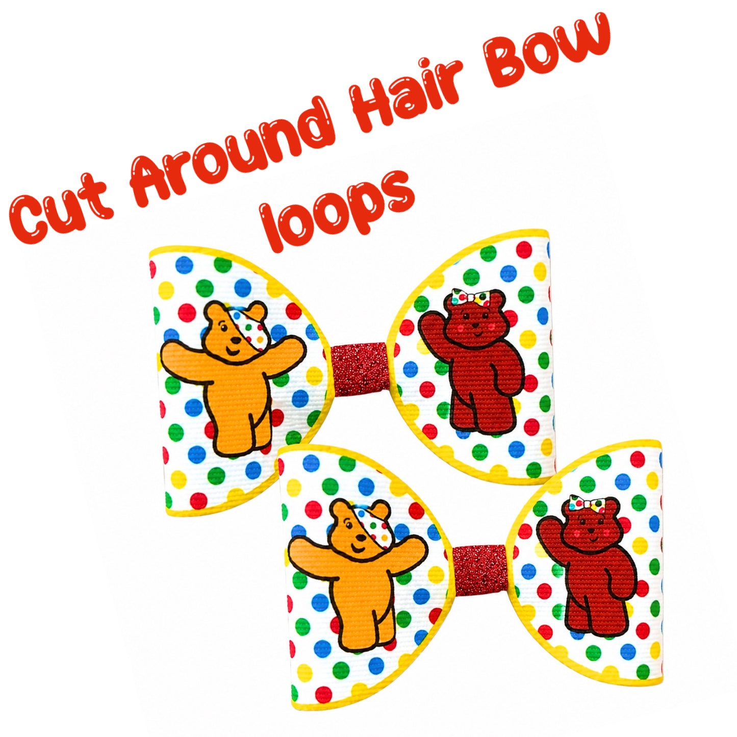 7 Blush & Pudsey inspired Cut around hair bow loops (Available in leatherette or canvas)3.5”